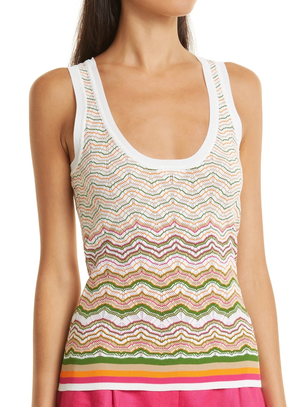 Veronica Beard Nabella Multicolor Scoop Neck Knit Large Tank Top